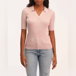 Ellie Tahari‎ Johnny Collar Ribbed Sweater small P Pink NWT in packaging